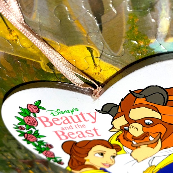 DISNEY’S BEAUTY & THE BEAST VTG 90s KURT ALDER HANDCRAFTED WOODEN XMAS ORNAMENT - Picture 6 of 7
